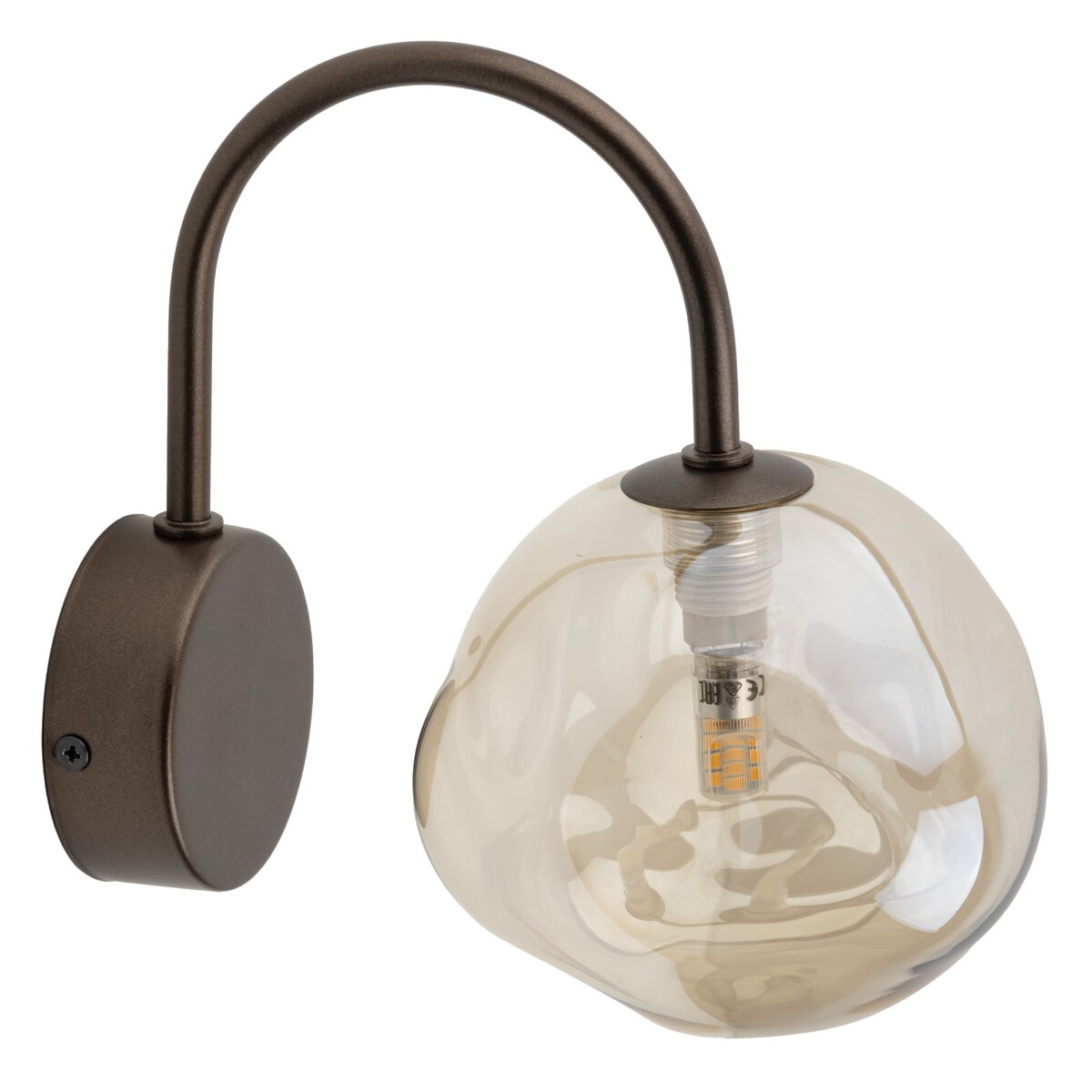 Kinkiet ścienny TK Lighting LAVA BROWN 11024 brązowy, szklany klosz bursztynowy, G9, nowoczesny