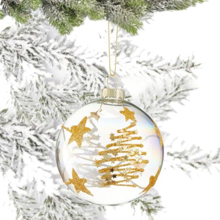 VILLA ITALIA Bombka szklana przezroczysta dekorowana 8 cm