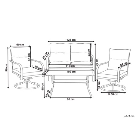 Zestaw ogrodowy dla 4 osób MESTRINO Metal Niebieski