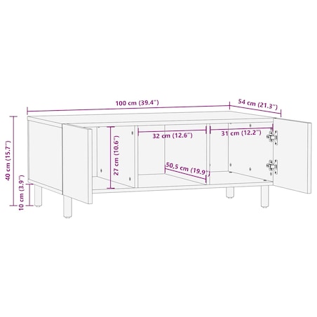 vidaXL Stolik kawowy Brązowy 100x54x40 cm Drewno lite Mango