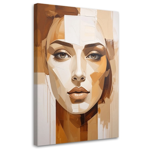 Obraz do salonu sypialni biura loftu, Portret Kobieta Abstrakcja Beżowy