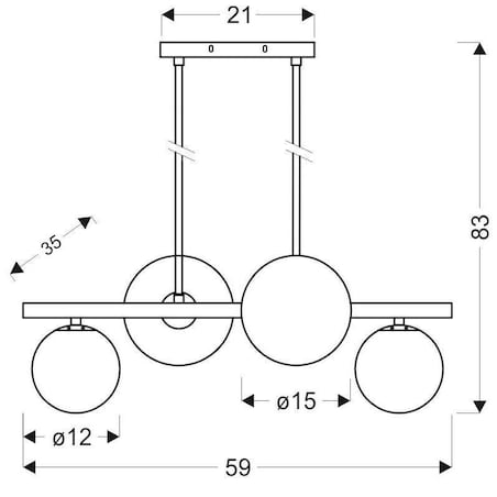 Wisząca LAMPA modernistyczna KAMA 34-73426 Candellux wisząca OPRAWA metalowa ZWIS kule balls mosiężne białe