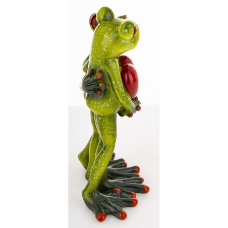 Dekoracja - para zielonych żabek 16x10x5,5 cm RANE z sercem