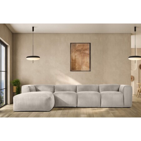 KONSIMO BUFFO Sofa narożna prawa 6-osobowa z wyjątkowo miękkim siedziskiem, kolor kremowy