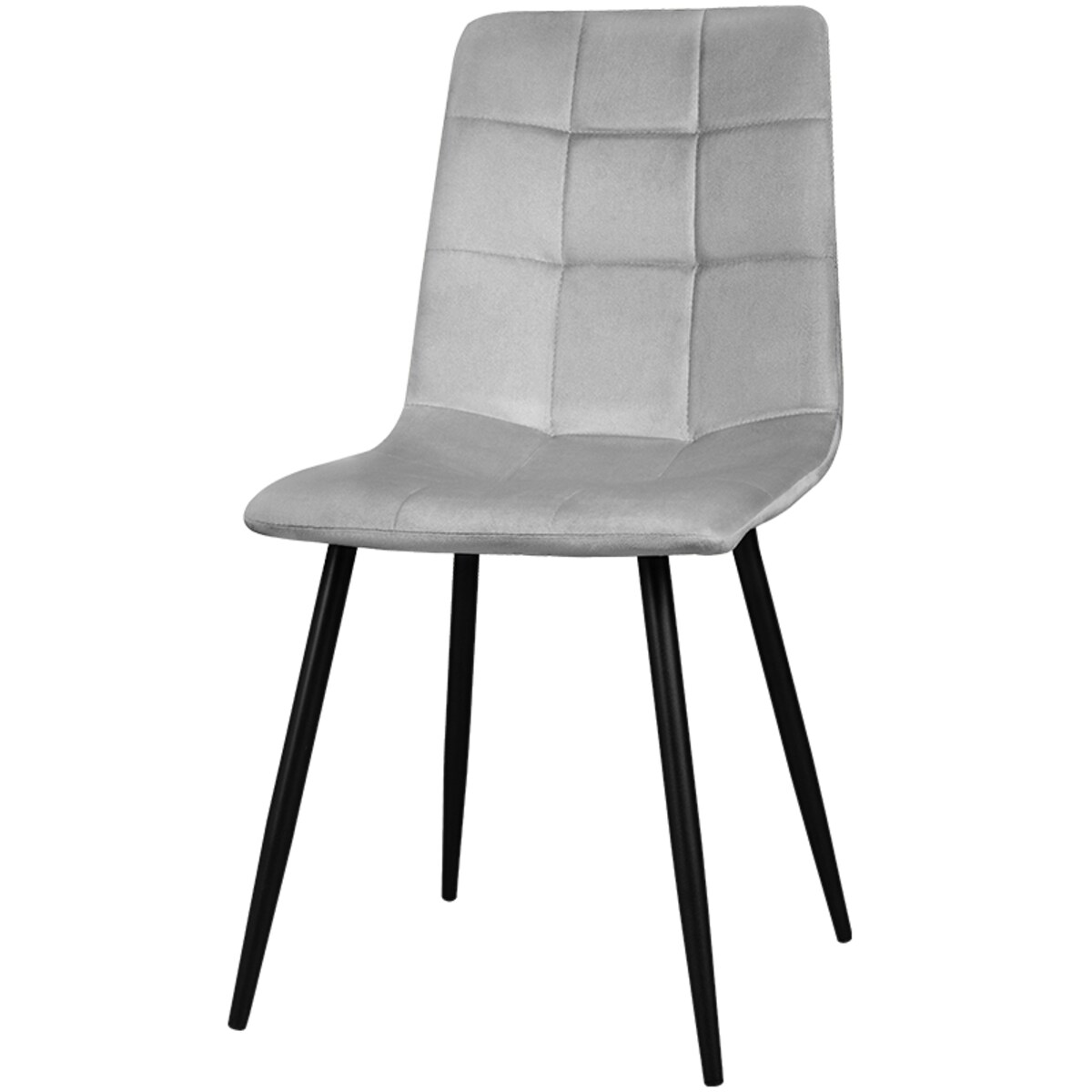 Krzesło welurowe tapicerowane nowoczesne pikowane szare