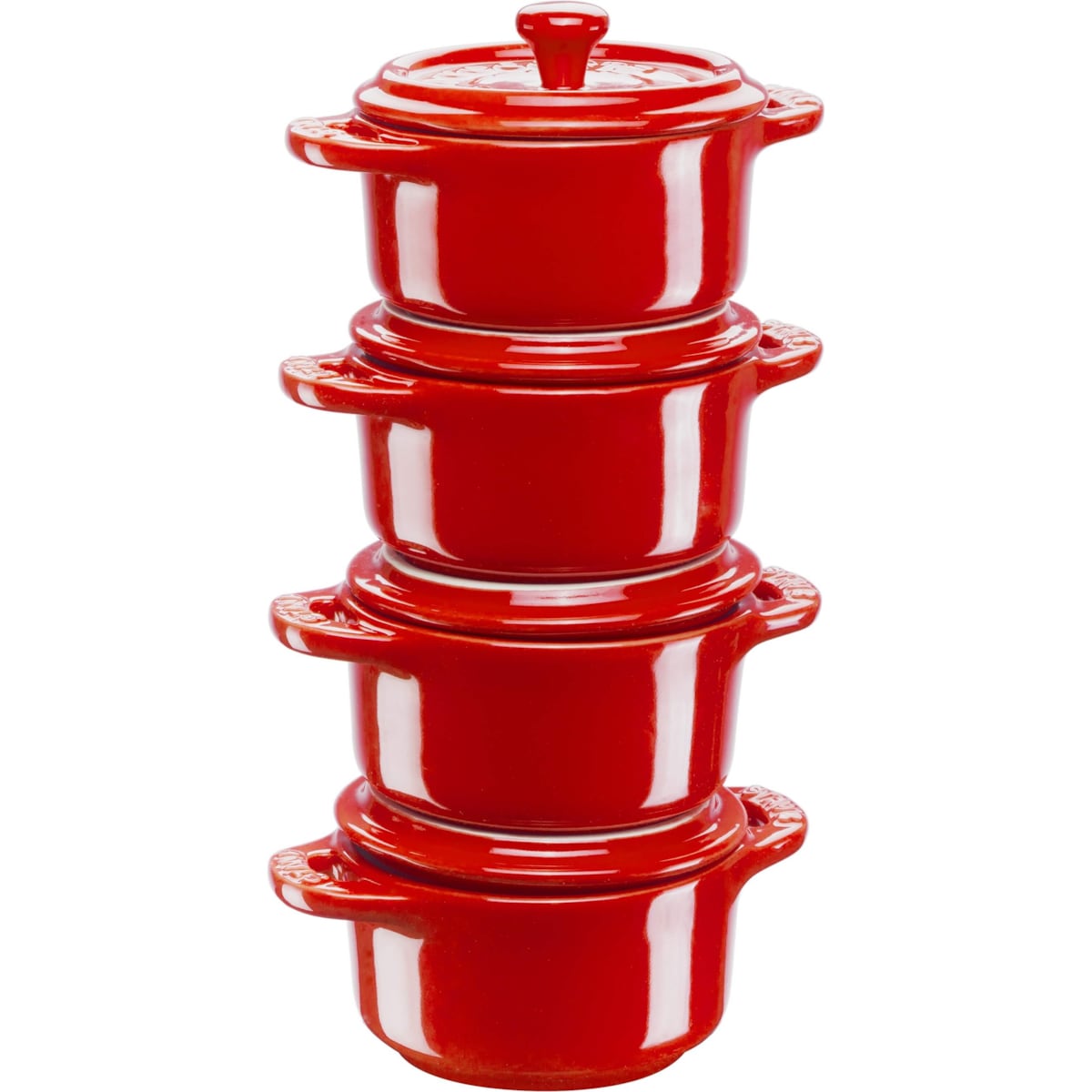 Staub Mini Cocotte Okrągły, 4 szt. - 200 ml, Czerwony