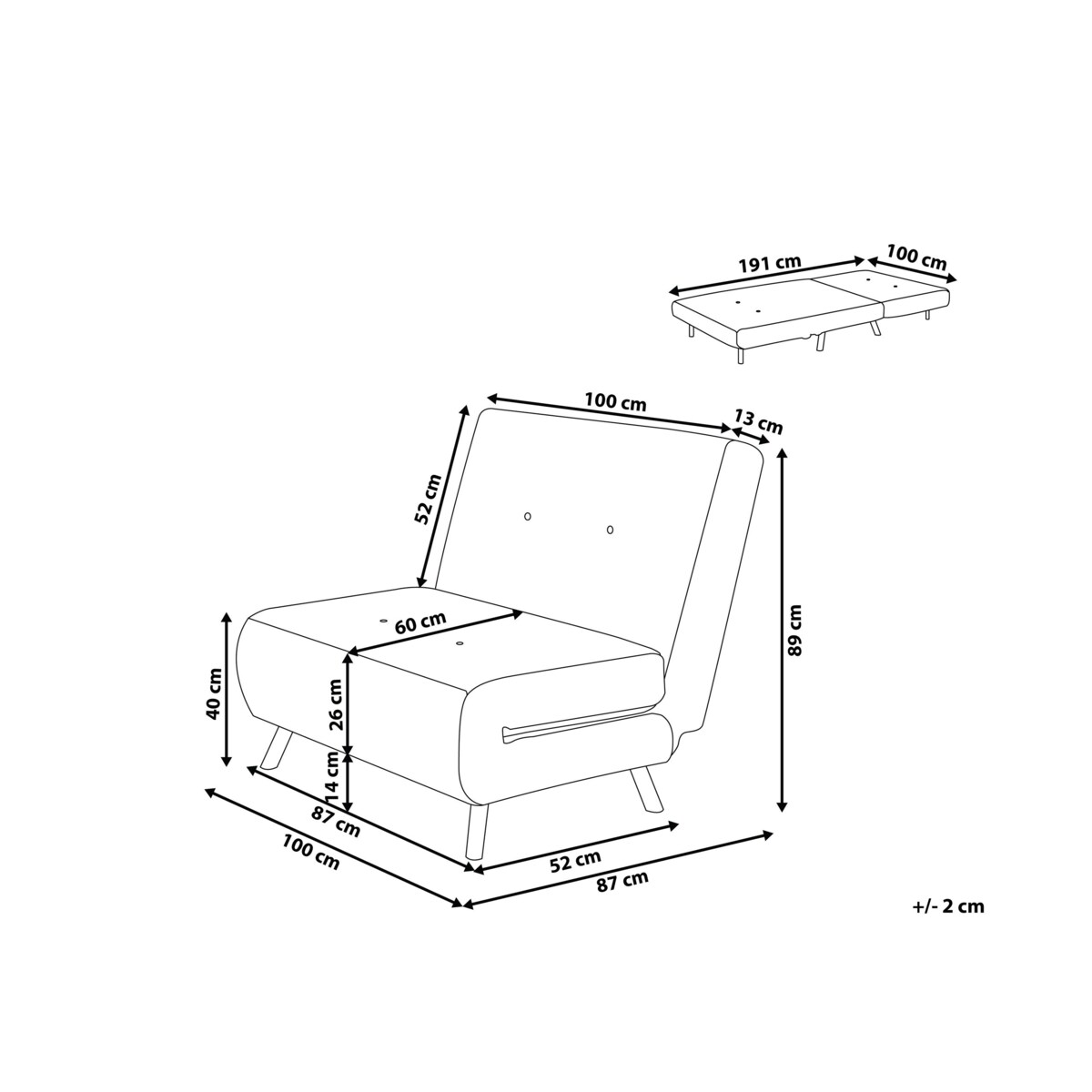 Sofa rozkładana czarna FARRIS