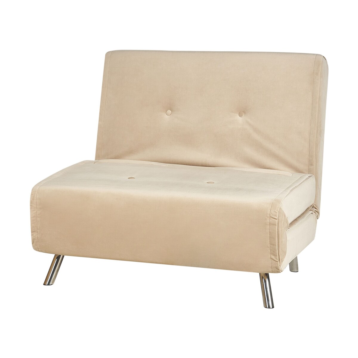 Sofa rozkładana welurowa jednoosobowa beżowa FARRIS