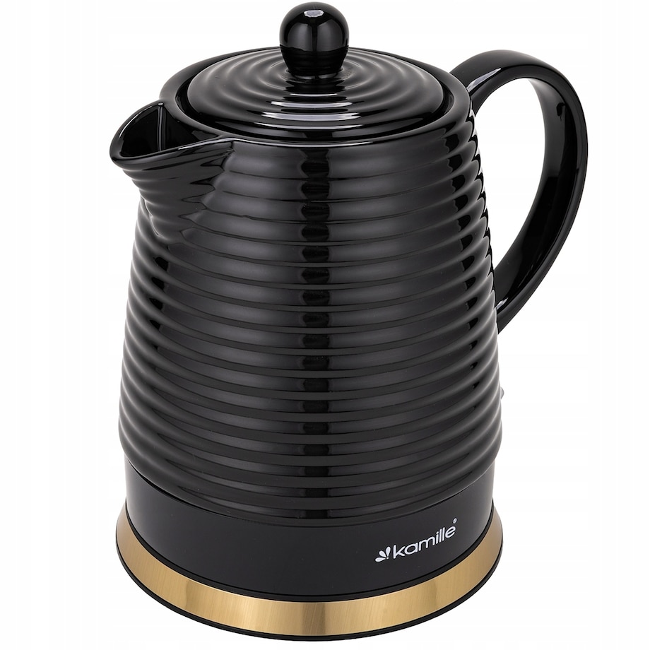 Czajnik elektryczny bezprzewodowy ceramiczny 1200W 1.2L czarny KAMILLE
