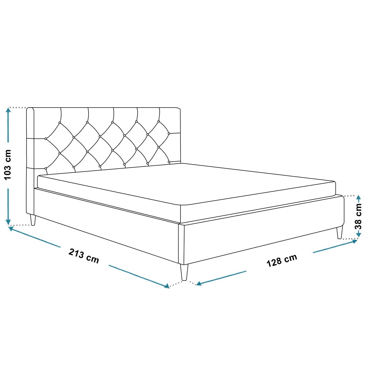 Łóżko jednoosobowe 120x200 LUXO 6 tapicerowane, na wysokich nogach- szare