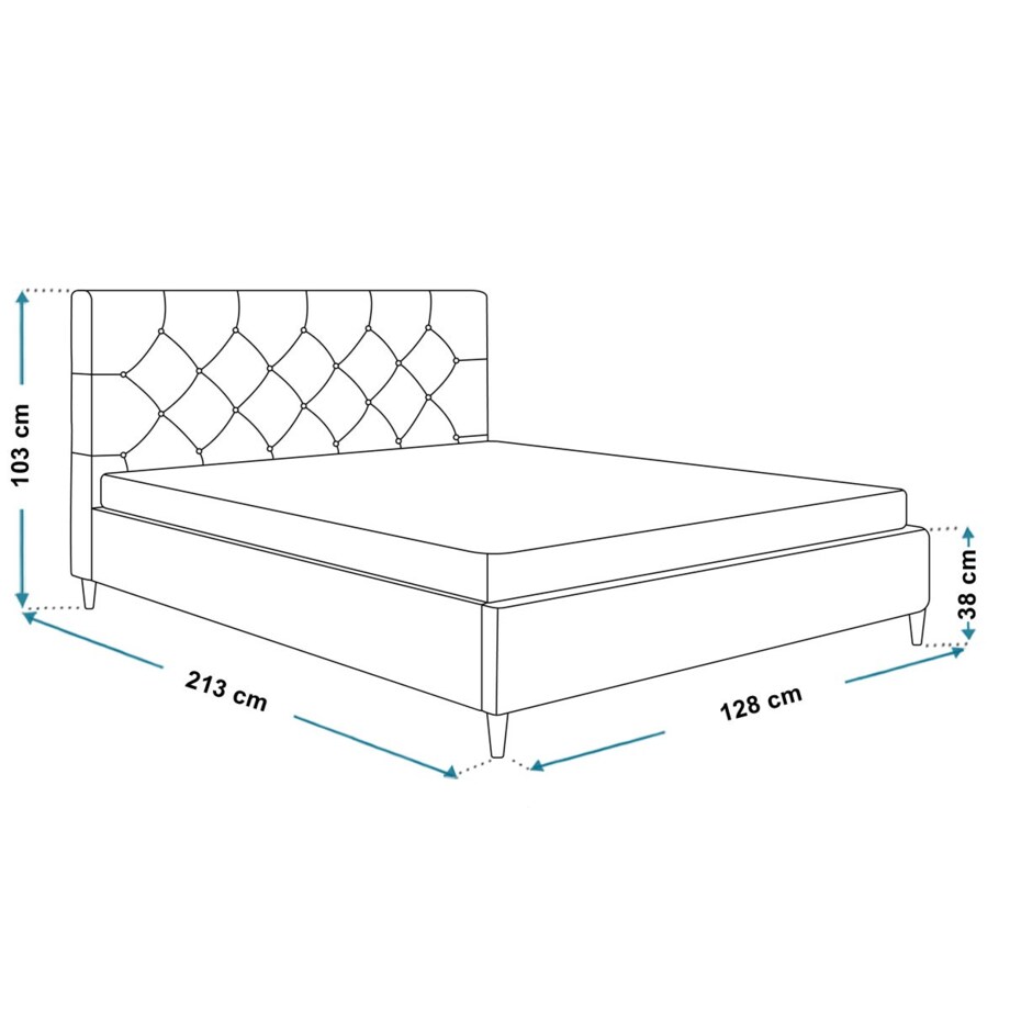 Łóżko jednoosobowe 120x200 LUXO 6 tapicerowane, na wysokich nogach- szare