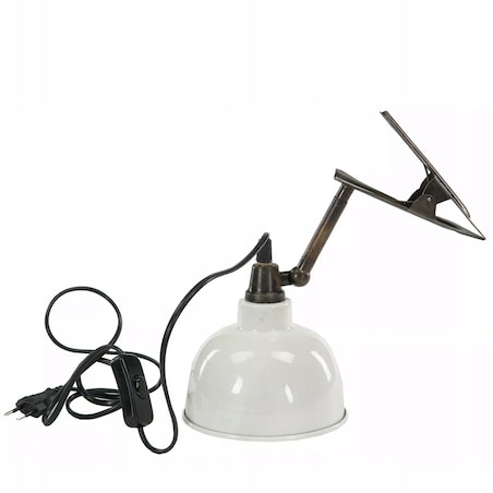 LAMPA PRZYPINANA Z KLIPSEM BIAŁA na biurko nocna metalowa loft klips 25cm