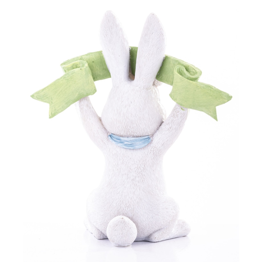 Dekoracja - królik BUNNY z szarfą z napisem 21x18x9 cm