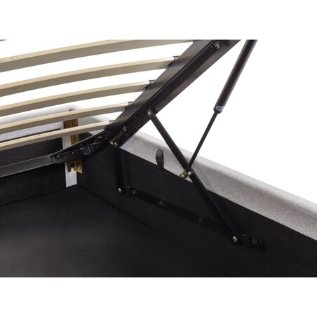 Łóżko z pojemnikiem tapicerowane 90 x 200 cm jasnoszare DINAN