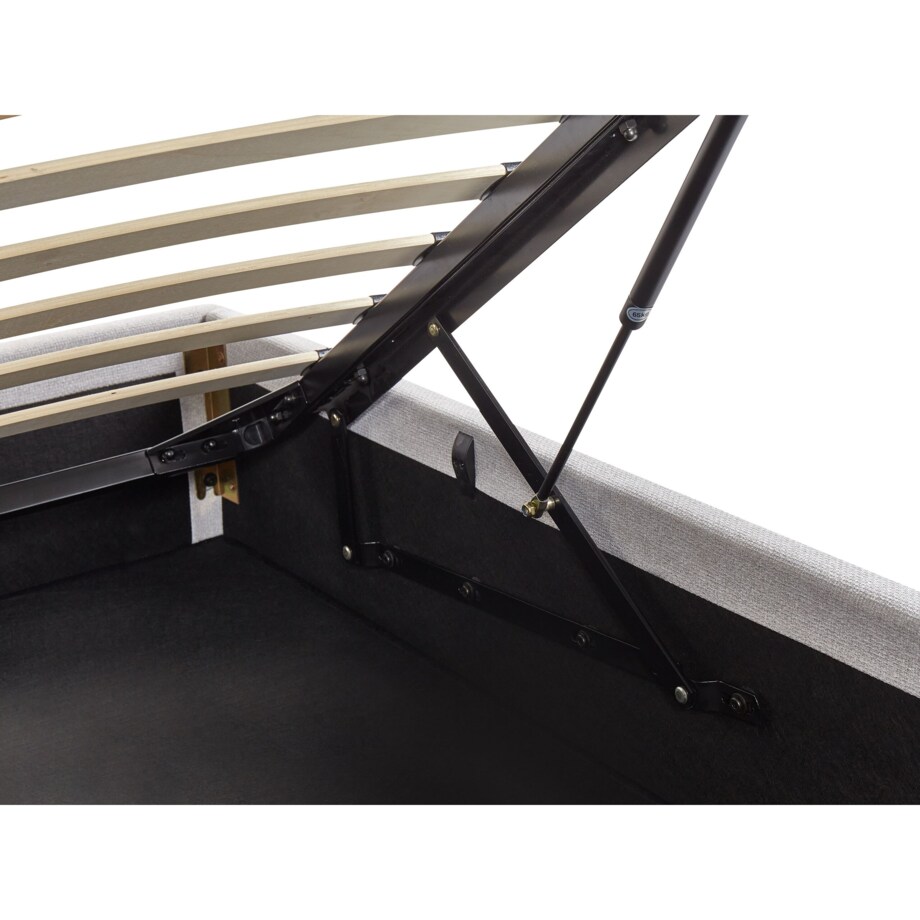 Łóżko z pojemnikiem tapicerowane 90 x 200 cm jasnoszare DINAN