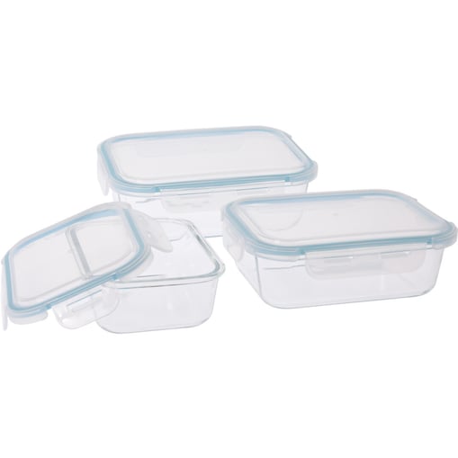 Szklane pojemniki na żywność z pokrywkami, 3 sztuki