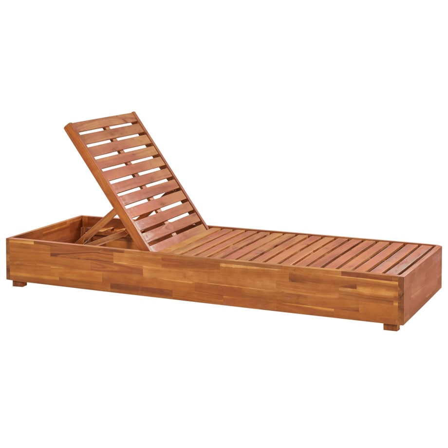 Leżak ogrodowy drewniany z poduszką białą FANANO