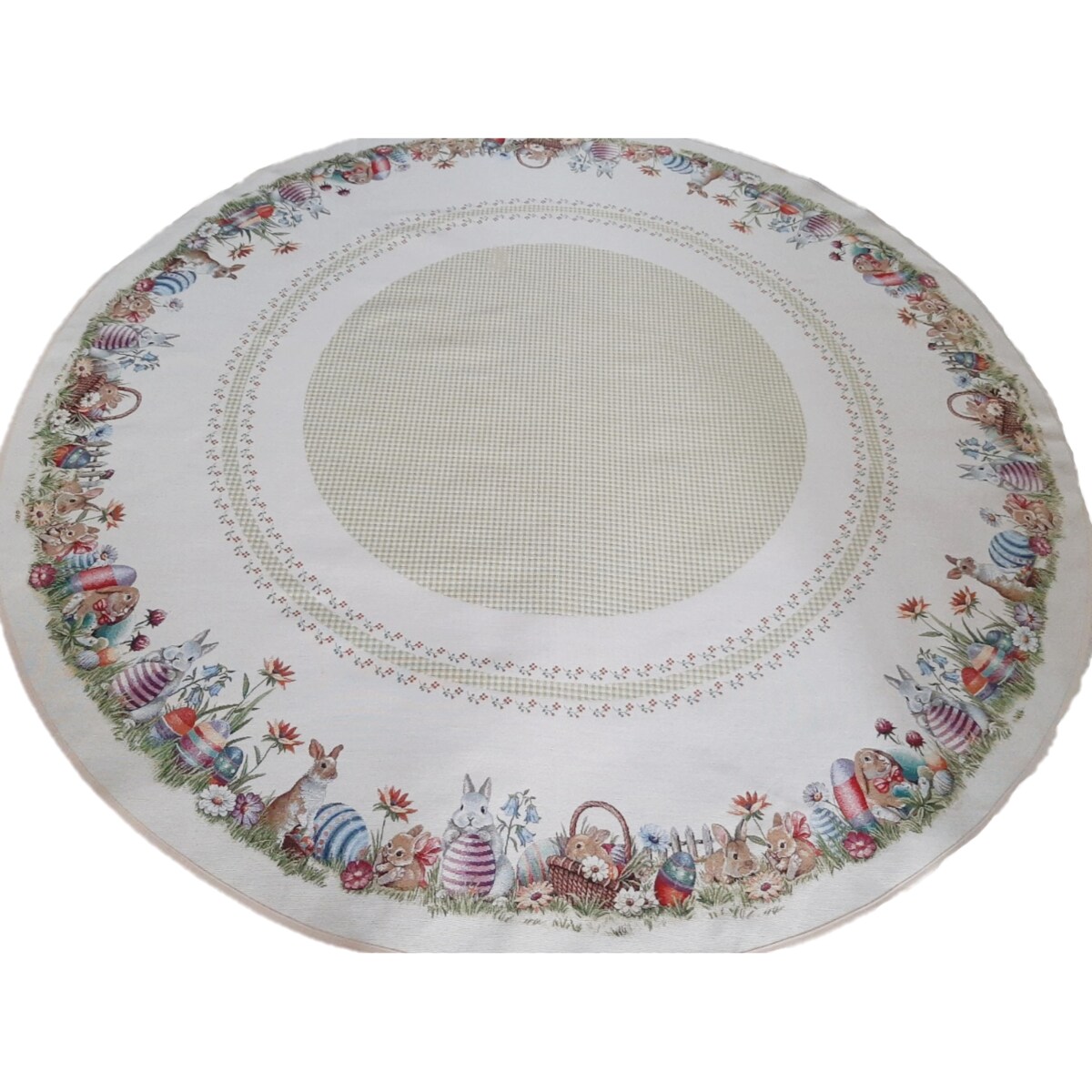 Obrus Okrągły Wielkanocny Na Stół 165 Cm Ozdobny Dekoracyjny