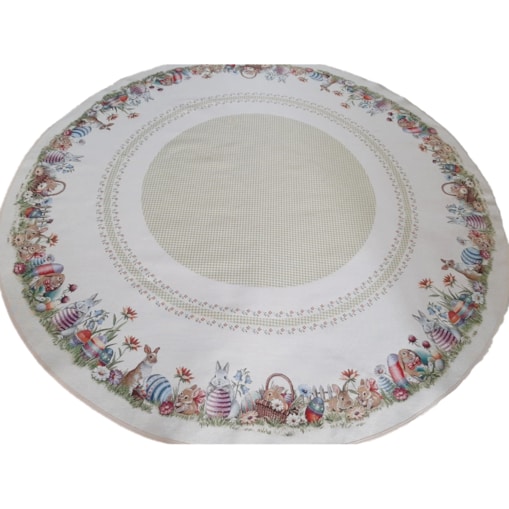 Obrus Okrągły Wielkanocny Na Stół 165 Cm Ozdobny Dekoracyjny