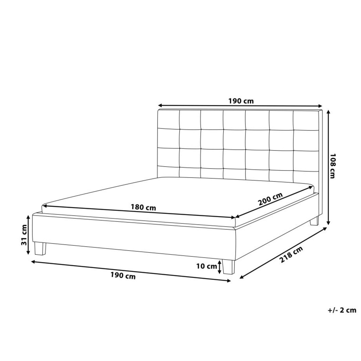 Łóżko tapicerowane 180 x 200 cm ciemnoszare LA ROCHELLE