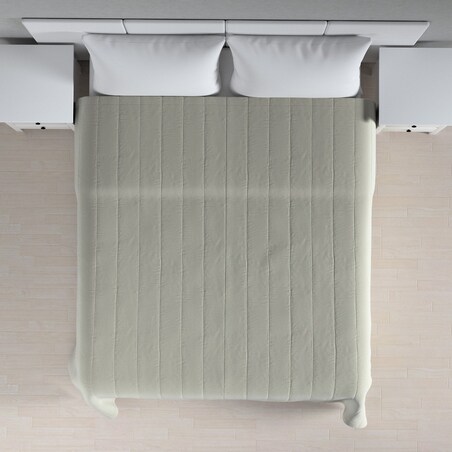 Narzuta pikowana w pasy 260x210 pastelowo miętowy welwet