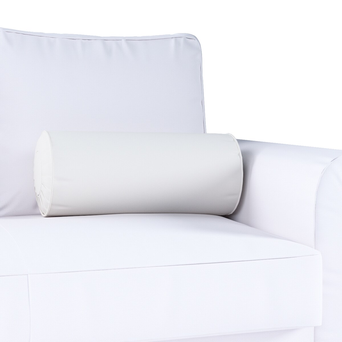 Poduszka wałek z zakładkami, satynowa biel, Ø20 x 50 cm, Aria