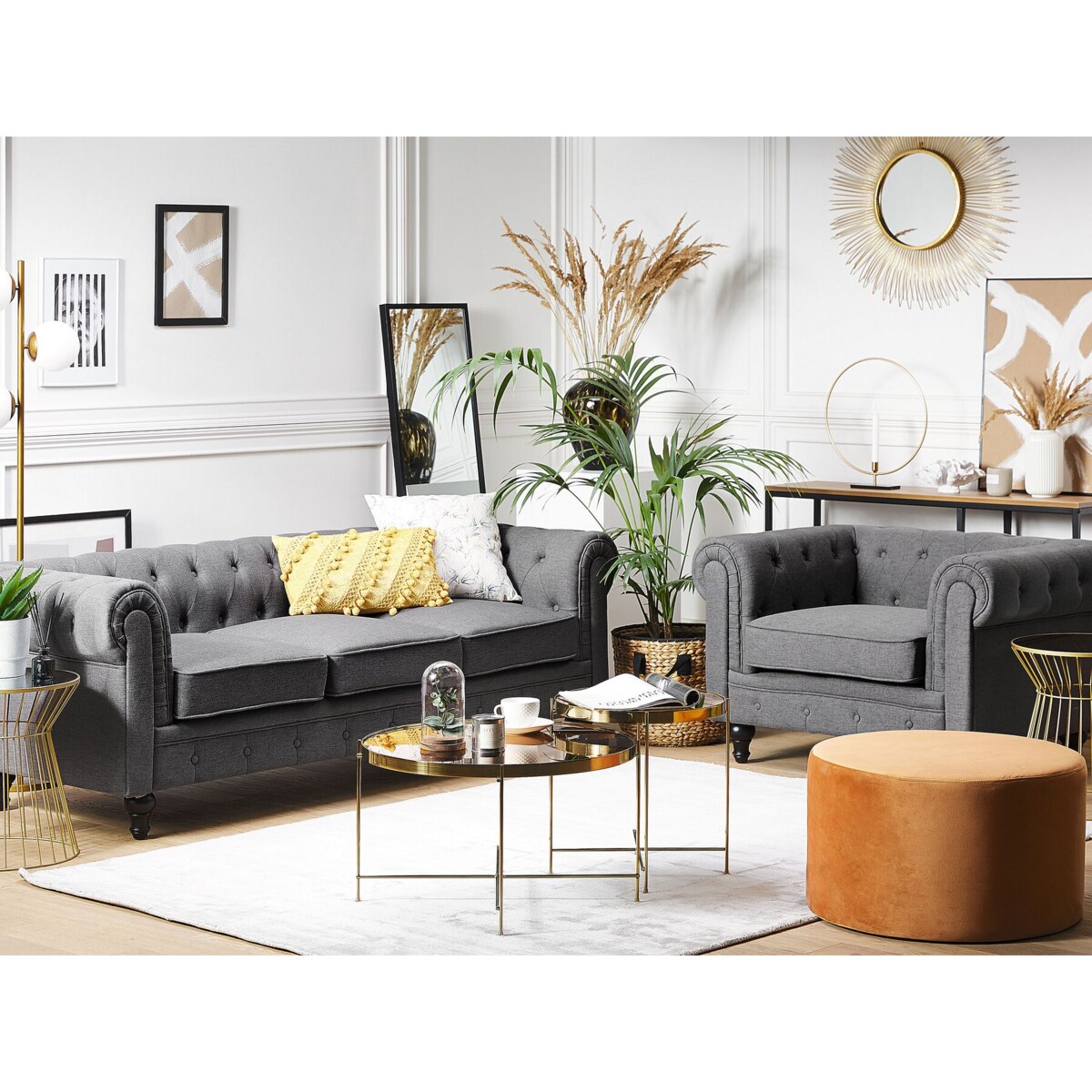 Komplet wypoczynkowy dla 4 osób CHESTERFIELD Szary