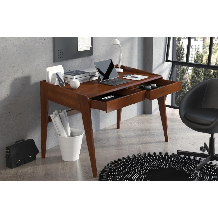 Drewniane bukowe biurko / toaletka z szufladami Visby LISA / kolor orzech