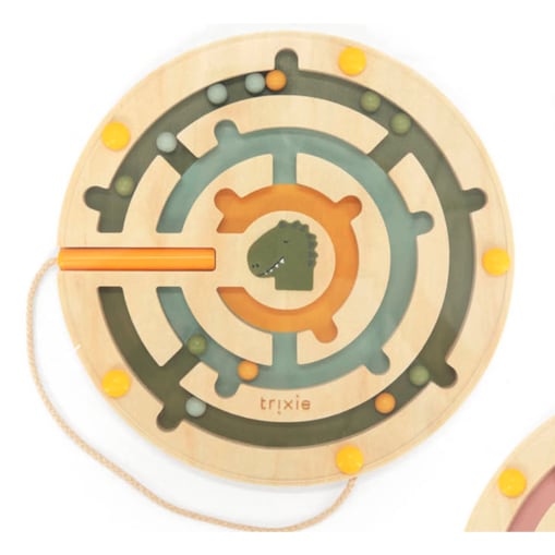 Drewniany okrągły labirynt magnetyczny – Dinozaur Trixie Baby