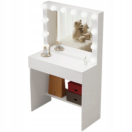 Toaletka kosmetyczna z lustrem led makijażu wizażu nowoczesna loft glamour