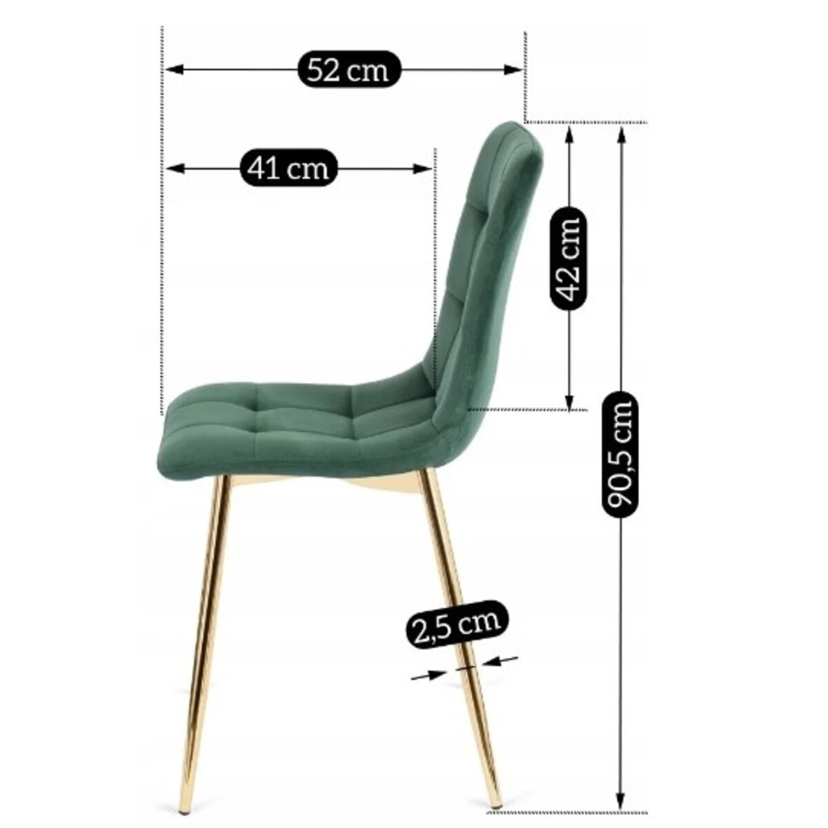 Krzesło Tapicerowane Welurowe Do Salonu Zielone YORK