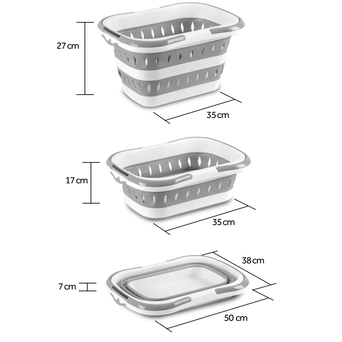 Kosz na pranie silikonowy składany z uchwytami 50l Massido