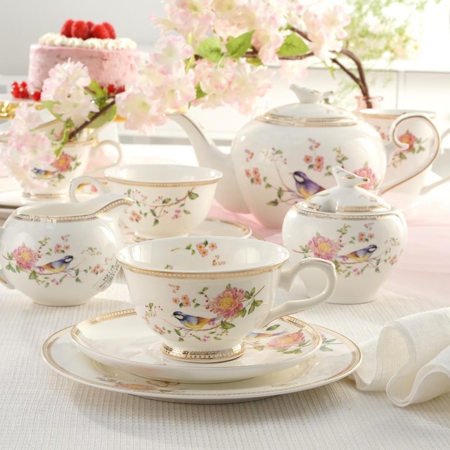 VILLA ITALIA Serwis do herbaty na 6 osób porcelanowy Zestaw prezentowy BEL FIORE