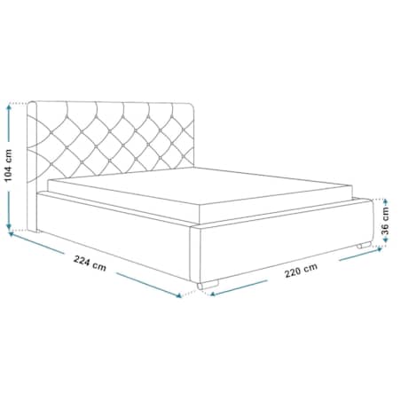 Łóżko sypialniane, stelaż metalowy 200x200 BEN 11 - granatowe
