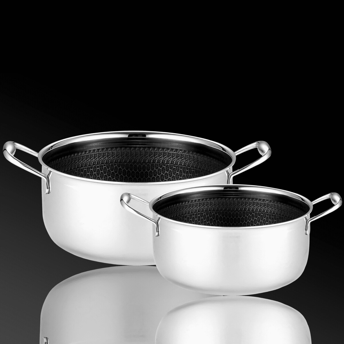 Zestaw profesjonalnych garnków Mitsu 20 + 24 cm z pokrywkami Plaster miodu Na indukcje Na gaz Nierdzewna