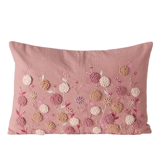 Poduszka dekoracyjna wyszywana w kwiatki HENRIKE, 59 x 39 cm