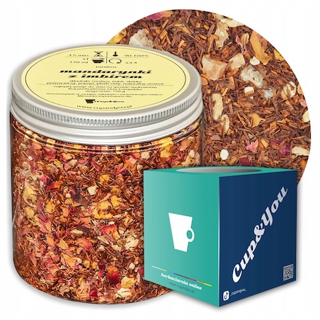 Herbata Rooibos MANDARYNKI Z IMBIREM o smaku mandarynkowo imbirowym Cup&You - herbata liściasta sypana mieszanka napar susz - gotowa na prezent upominek
