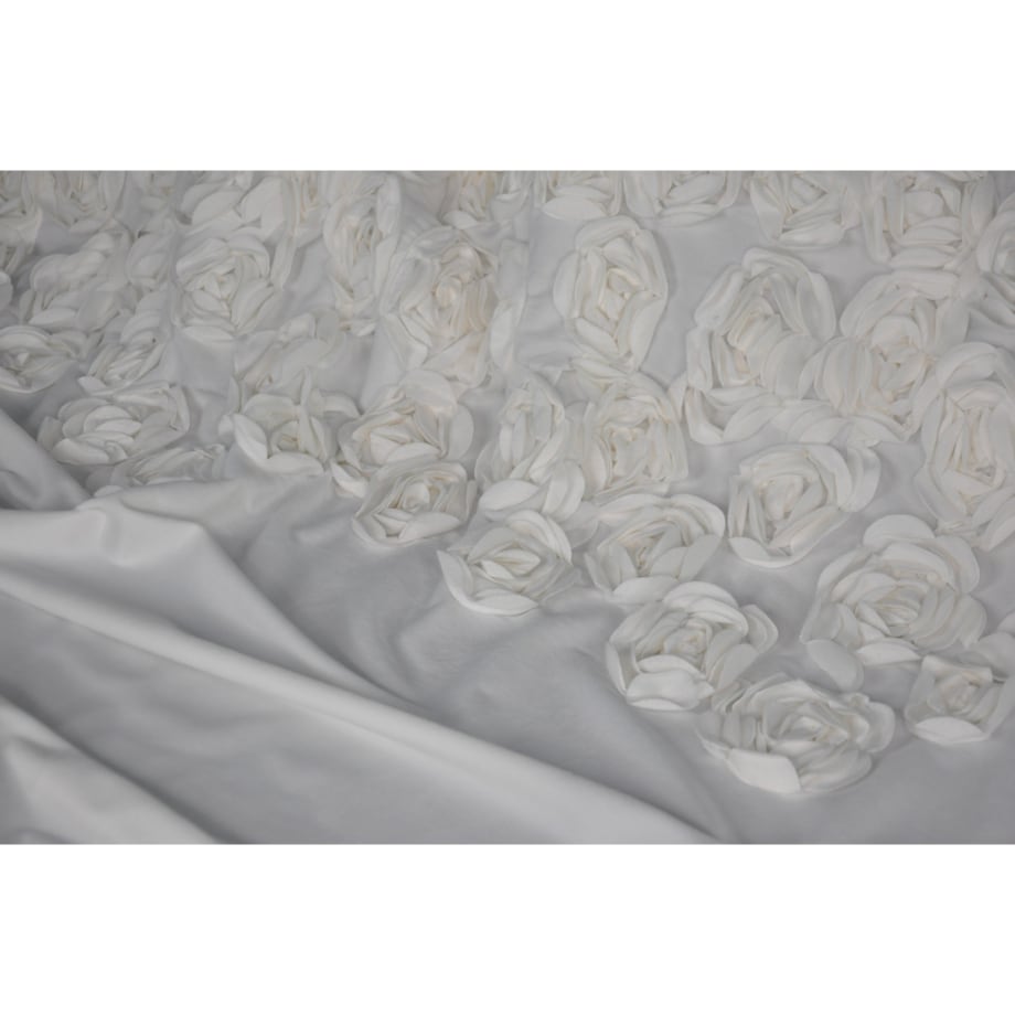 zasłona welurowa "bella rosa" z wyszywanymi różami | taśma | biały