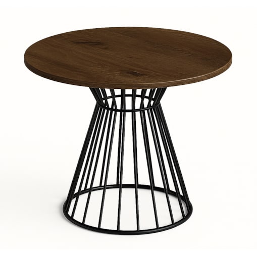 Okrągły stół Reo do salonu z metalową podstawą, blat 90 cm- dąb lefkas