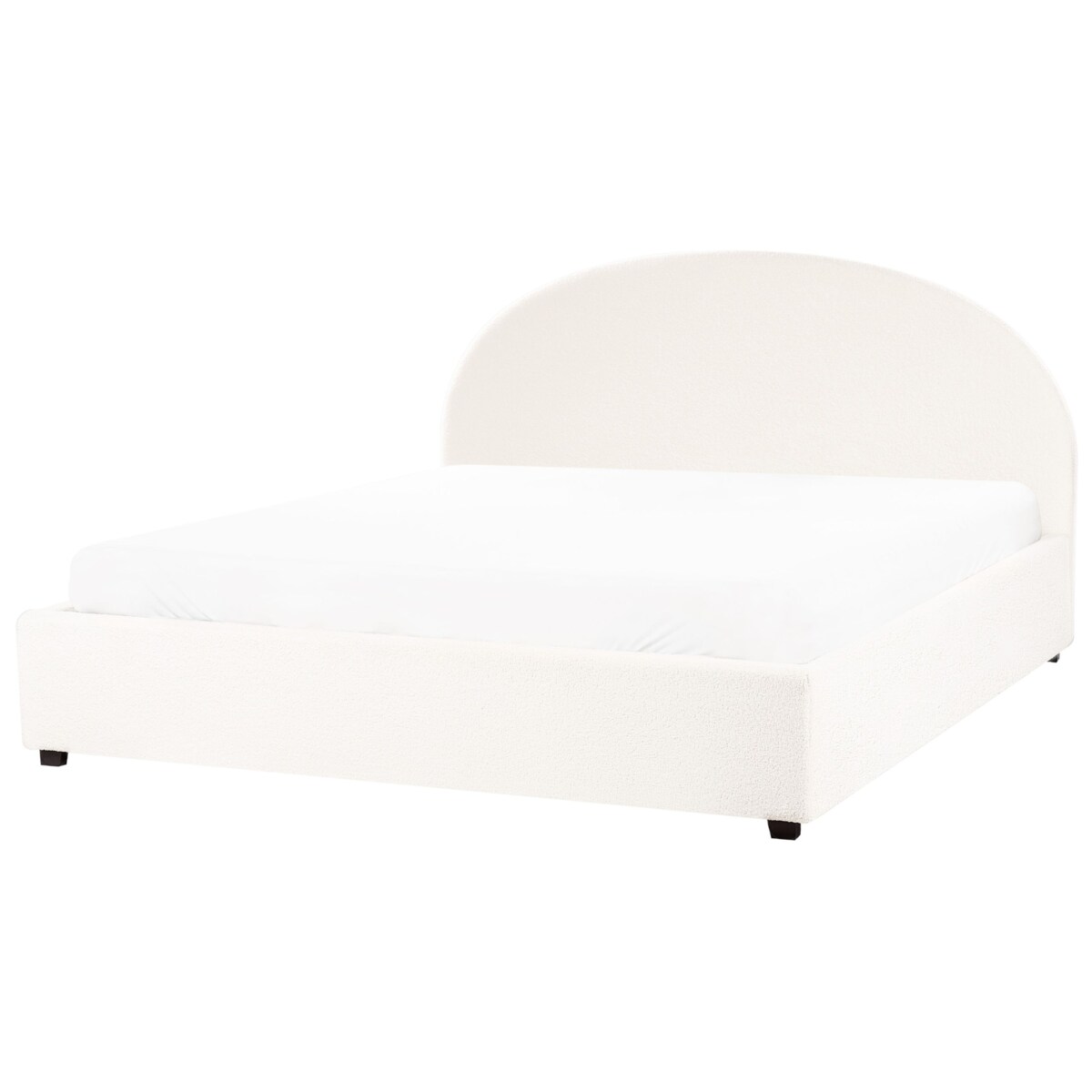 Łóżko z pojemnikiem boucle 180 x 200 cm złamana biel VAUCLUSE