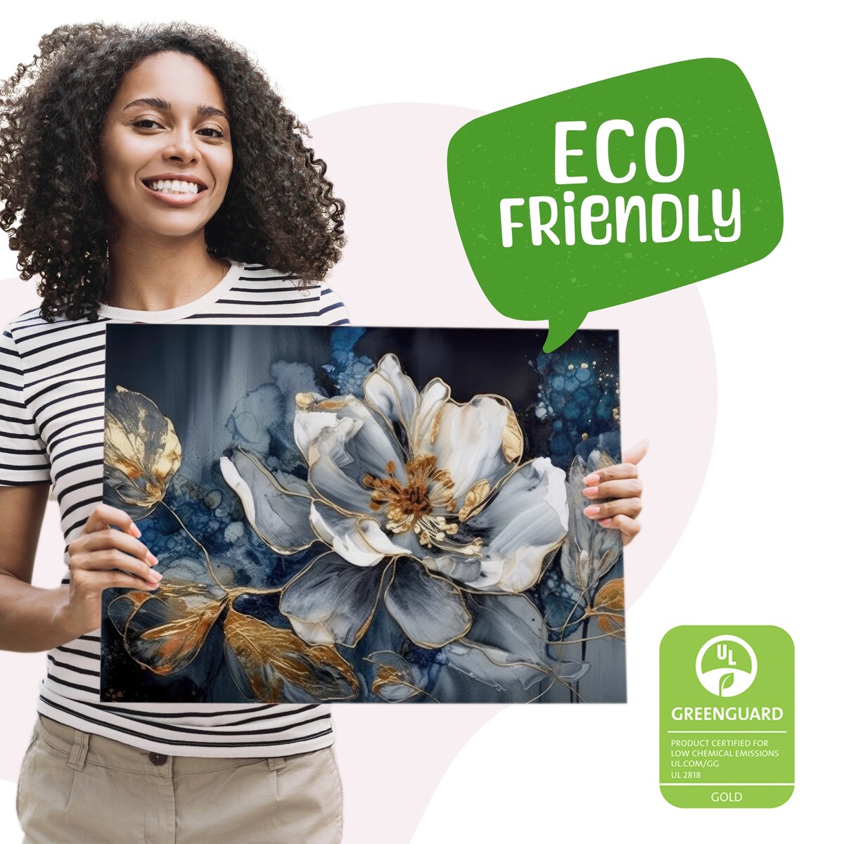 OBRAZ NA PŁÓTNIE DO SYPIALNI STYL GLAMOUR KWIATY AKWARELE ABSTRAKCJA 90x60cm