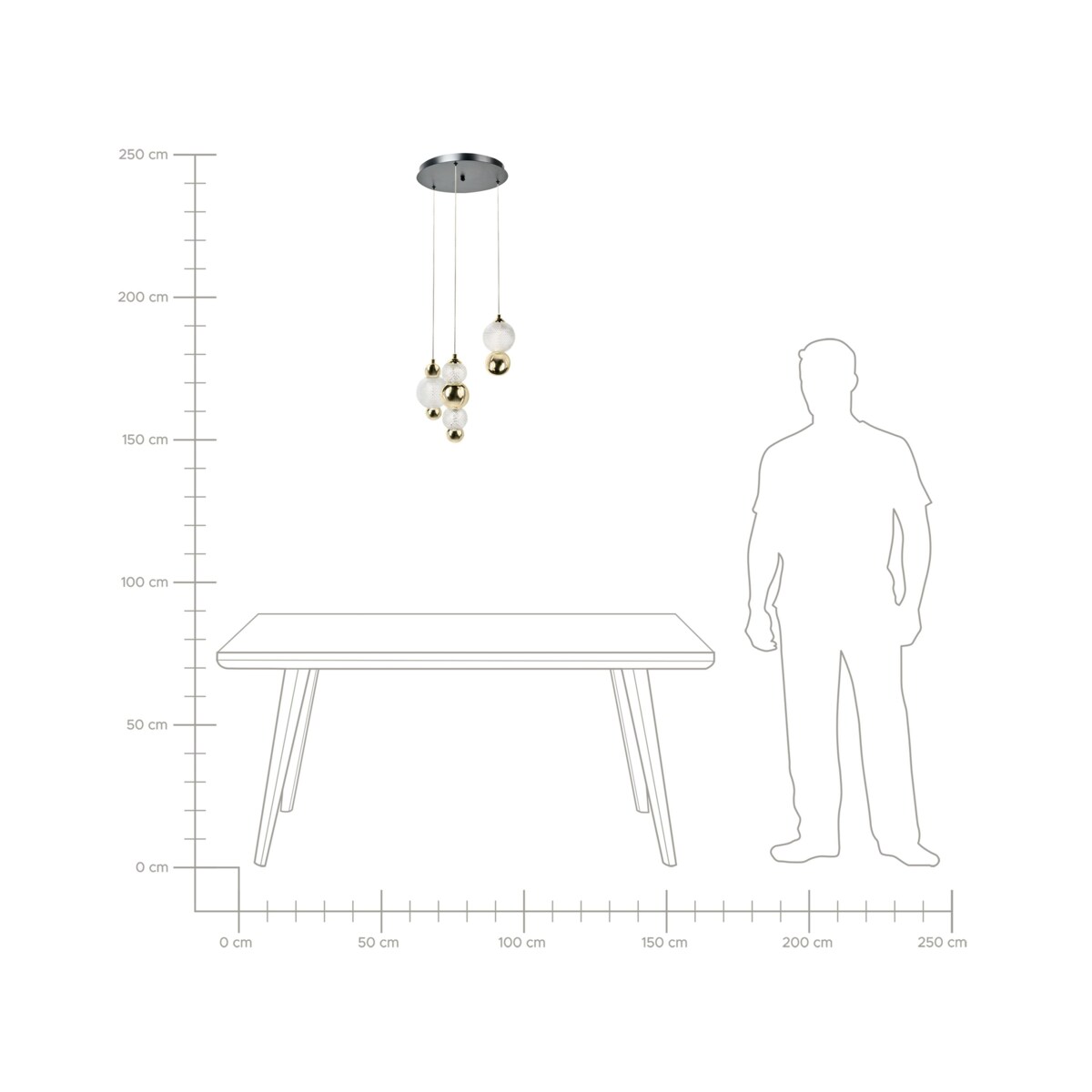 Lampa wisząca 3-punktowa SORA LED Szkło Złoty