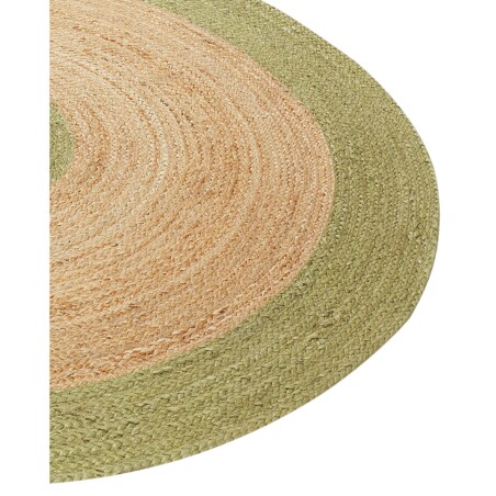 Dywan okrągły z juty 140 cm beżowo-zielony YAYALAR
