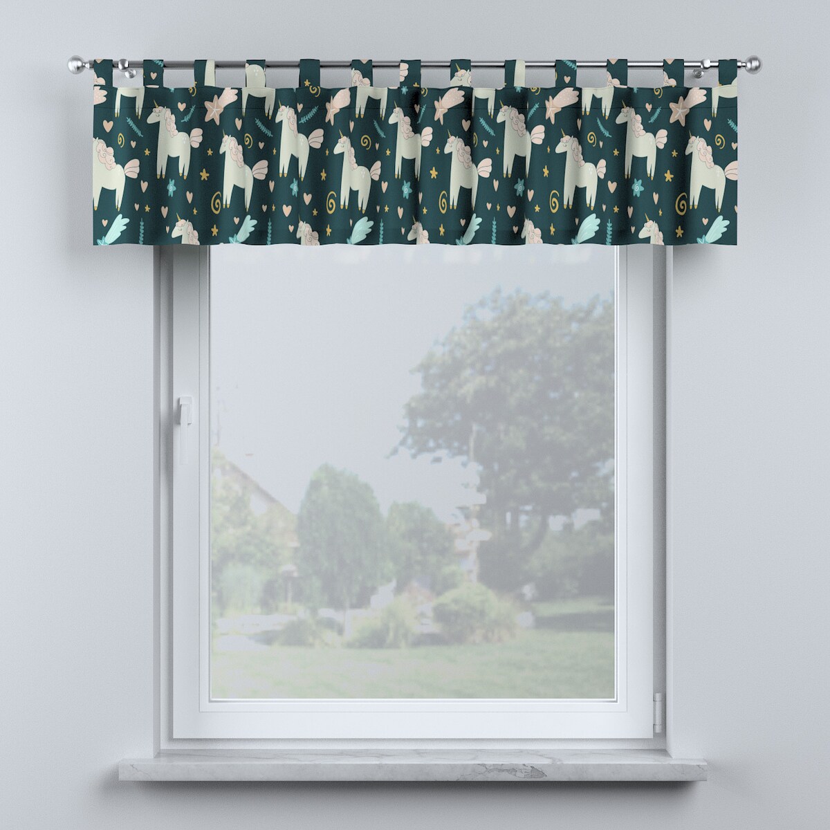 Lambrekin na szelkach 390x40 niebieski