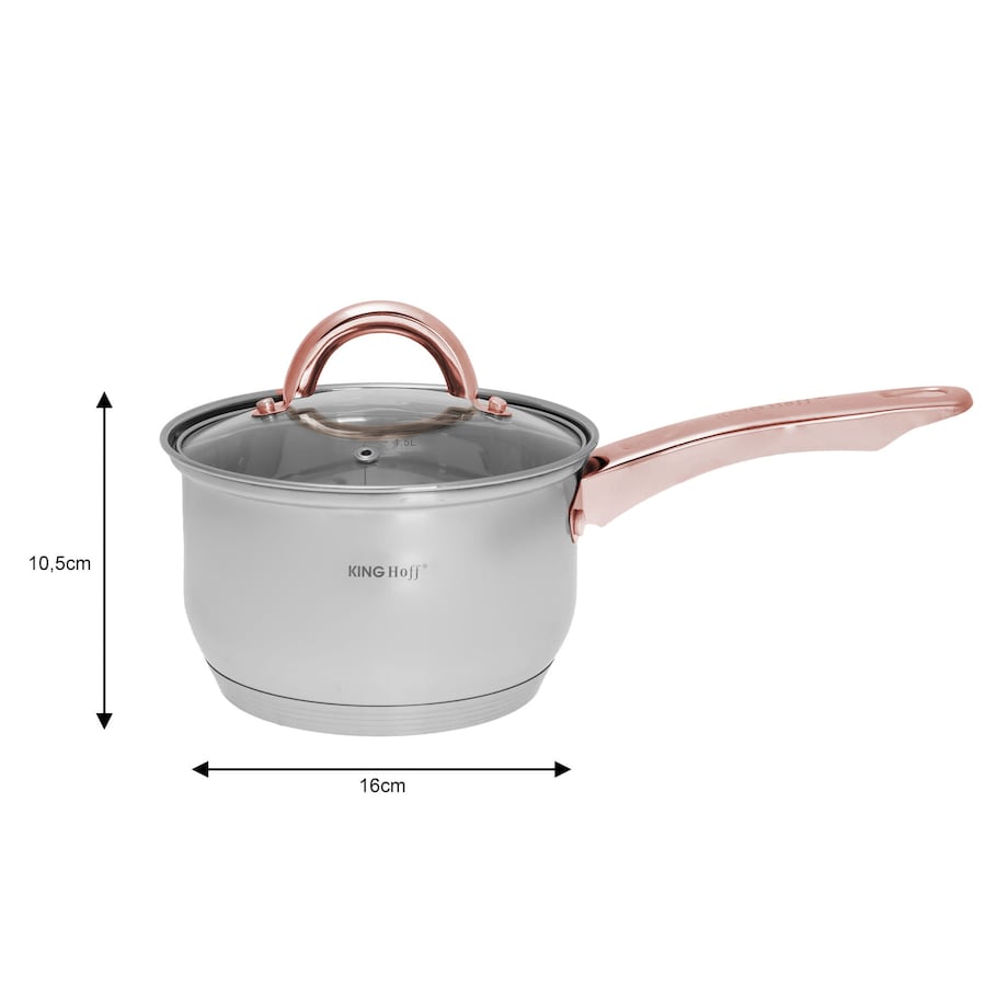 Zestaw garnków stalowych 12 elementów garnki na indukcję komplet Rosegold KINGHOFF