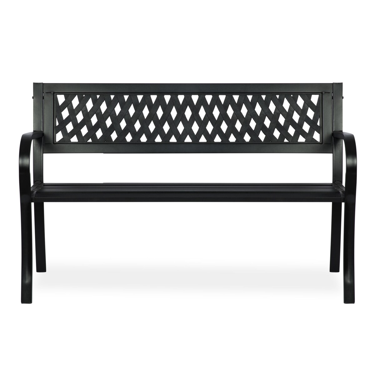 Ławka ogrodowa z oparciem metalowa czarna Sofotel Clover