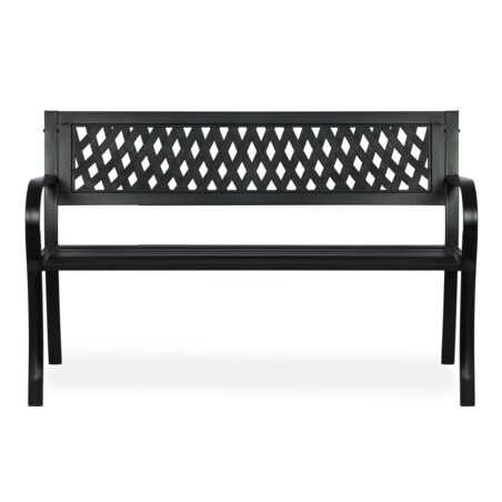 Ławka ogrodowa z oparciem metalowa czarna Sofotel Clover