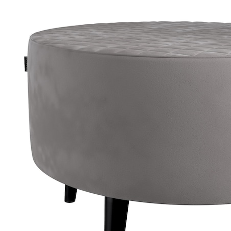 Podnóżek okrągły pikowany, gołębi szary, Ø60 x 40 cm, Velvet