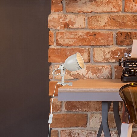 Beżowa lampka biurkowa Flint 3093 regulowana lampa na klips do biura