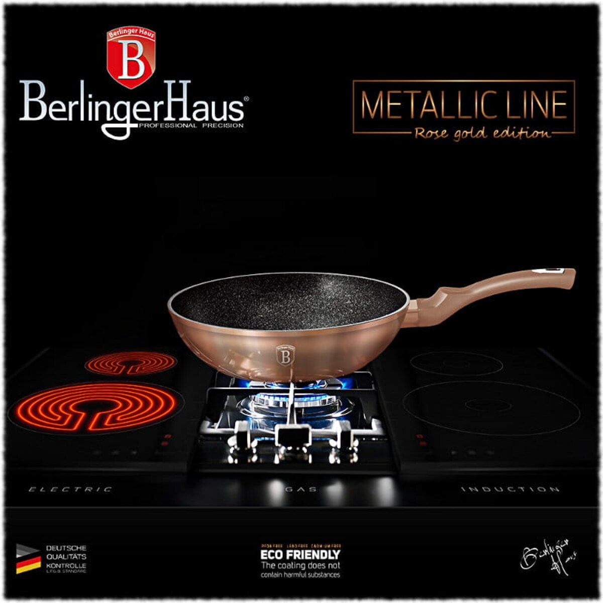 Patelnia Wok 28 cm marmurowa Berlinger Haus BH-1512 Miedziana